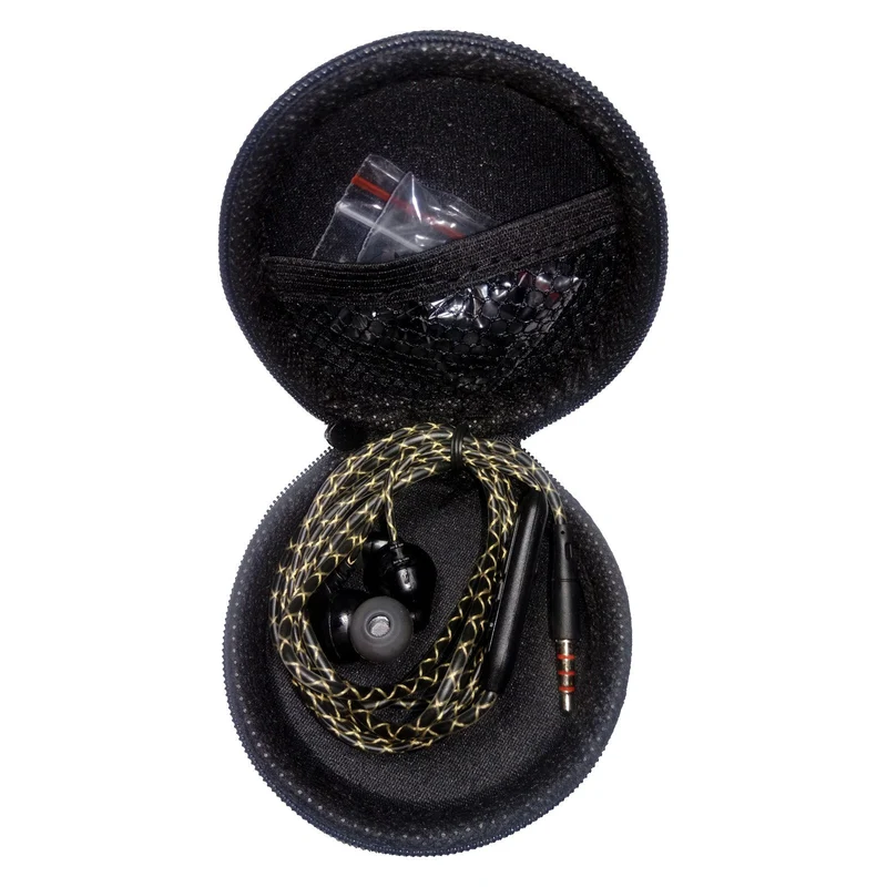 Super Bass In-Ear Kopfhörer Headset High End S600 in schwarz + PU-Hardcase