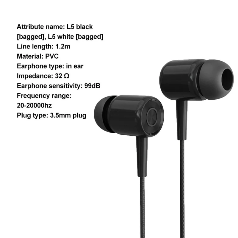 In-Ear Kopfhörer Ohrhörer L5 Headset Earphone Headphone + Tasche Super Bass