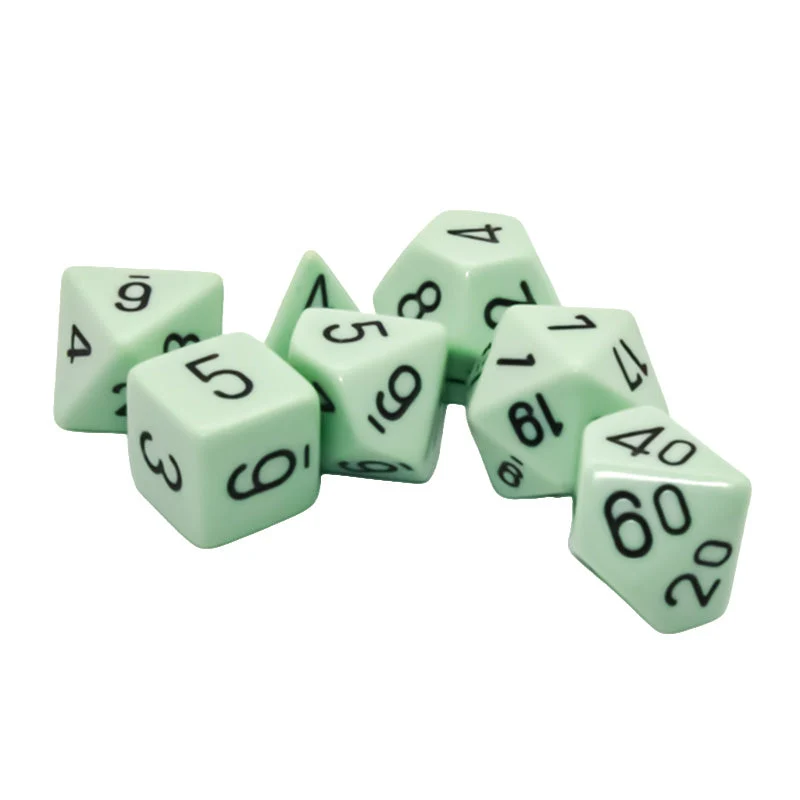 Chessex CHX 25465 Opaque Polyhedral Pastel Green/Black 7-Die RPG Dice Set