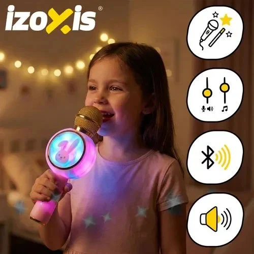 Bluetooth Karaoke Mikrofon Lautsprecher Akku Echo Stimmeffekte Party Geschenk