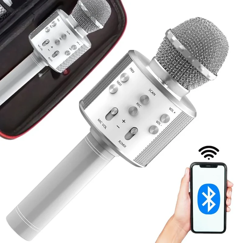 Bluetooth Karaoke Mikrofon Lautsprecher Akku Echo Stimmeffekte Party Geschenk