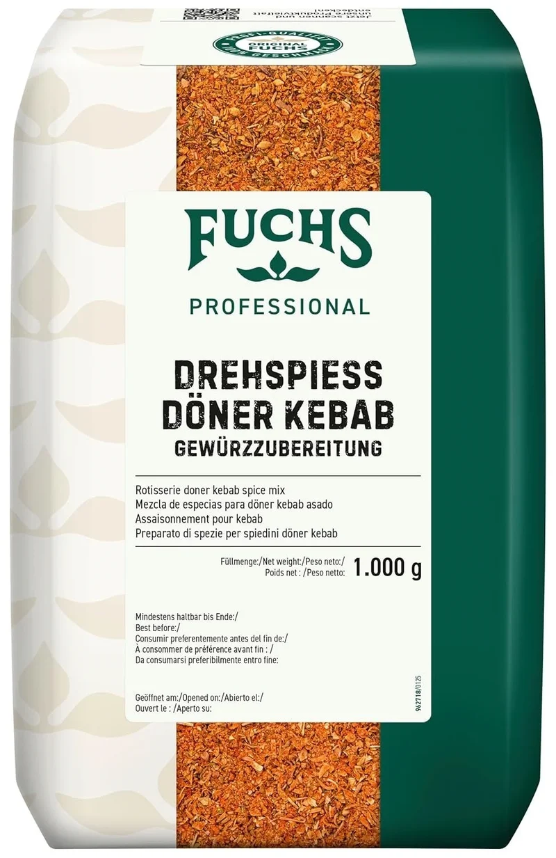 Fuchs Professional Drehspieß Gewürzzubereitung 1 kg – Döner Kebab Gewürz für Gastronomie, Imbiss, Marinaden & Grillfleisch