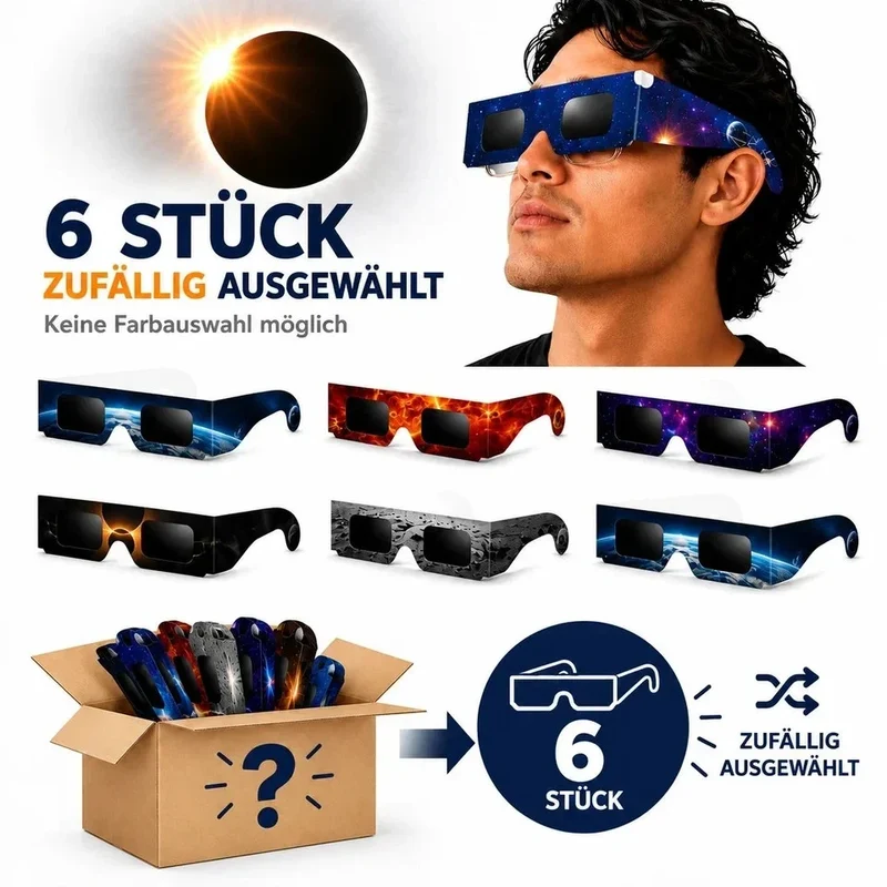 Sonnenfinsternis Brille ISO 12312-2:2015 CE 45mm Sonnenbeobachtung Schutzbrille
