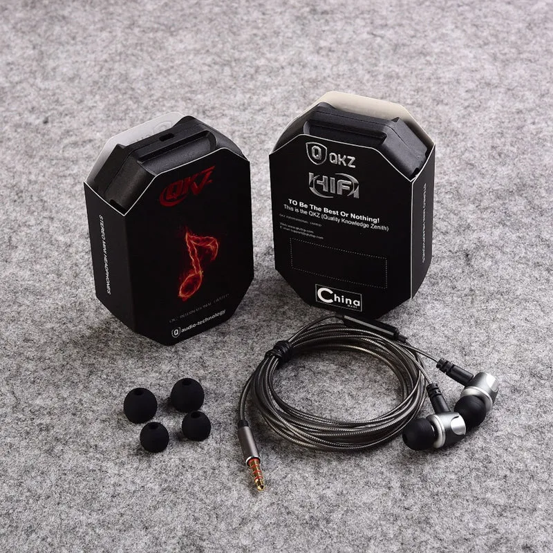 Super Bass High-End In Ear Kopfhörer QKZ DM4 Silber Ohrhörer austauschbare Kabel