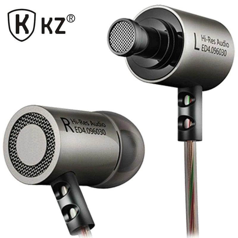 Original KZ ED4 gunmetal silber High-End Kopfhörer In-Ear PU-Hardcase Bass Beats