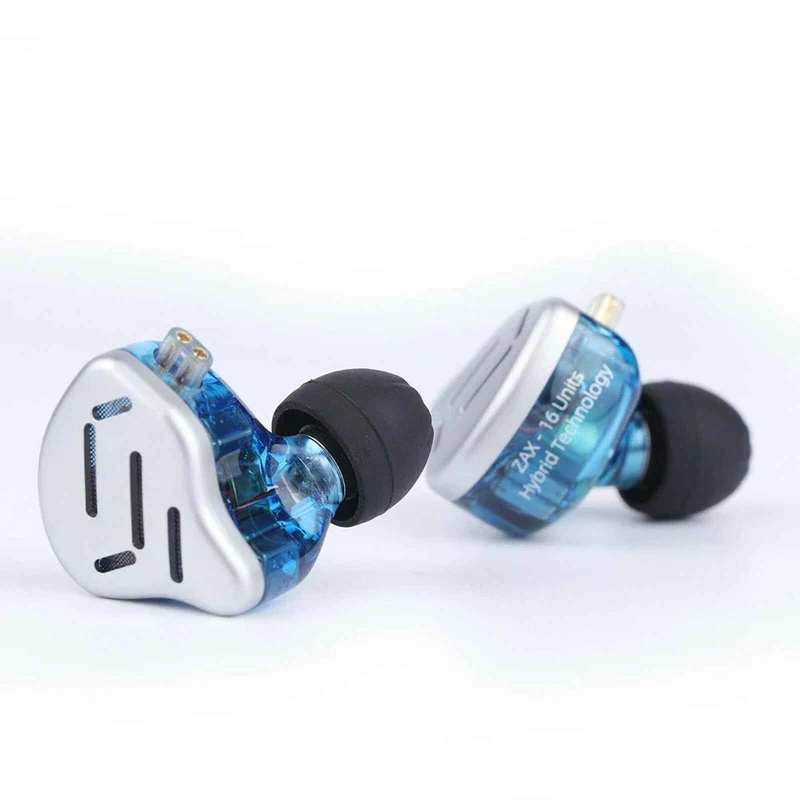 KZ ZAX Premium High-End Professional 16 Treiber HiFi In-Ear Kopfhörer Mic Silber