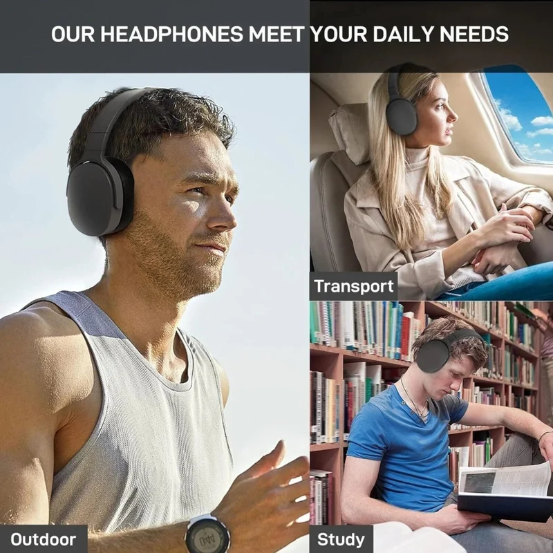 Wireless Bluetooth 5.3 Kopfhörer Bass Over Ear Hifi Stereo Headset True Sport