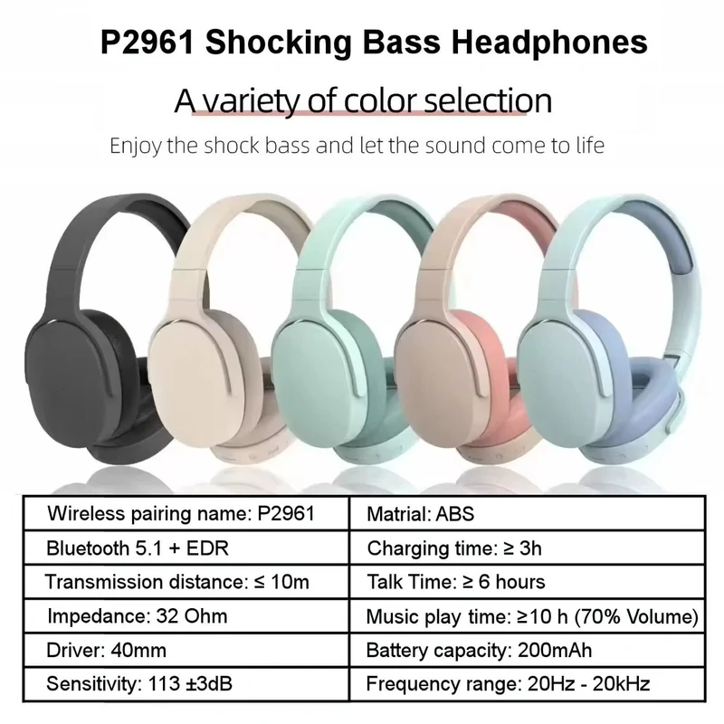 Wireless Bluetooth 5.3 Kopfhörer Bass Over Ear Hifi Stereo Headset True Sport