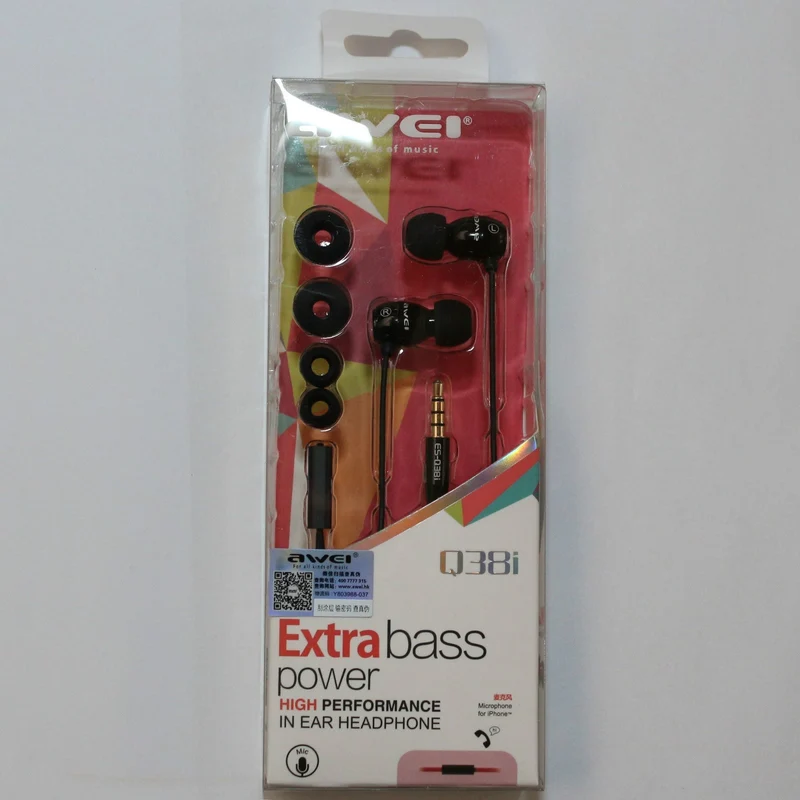 Awei Q38i High End Extrabass High Performance In-Ear Ohrhörer Earphone Headphone