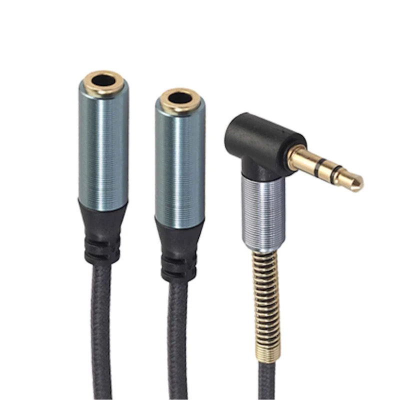 Audio Doppler Kabel Winkelstecker Kopfhörer 3.5mm Stecker > 2 Buchse blaugrau