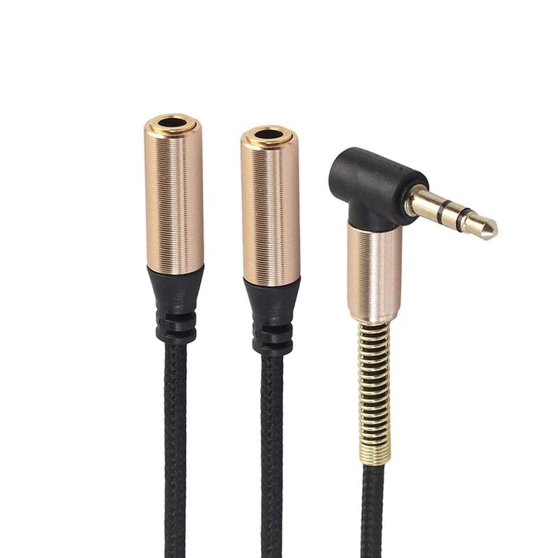 Audio Doppler Kabel Winkelstecker Kopfhörer 3.5mm Stecker > 2 Buchse schwarz
