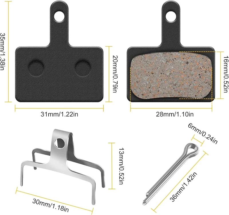 2 Paar Fahrrad Bremsbeläge aus Metall – Scheibenbremsbeläge kompatibel mit Shimano B01S, M315, M355 und weiteren Modellen