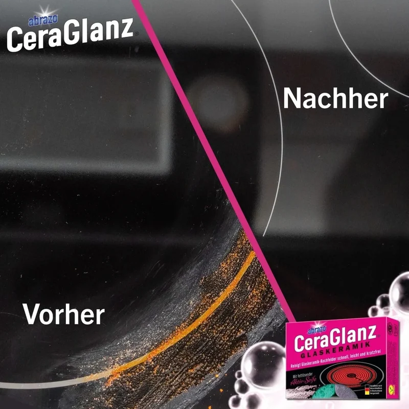 abrazo CeraGlanz Glaskeramik-Reiniger 2 Stück – Reinigungskissen für Kochfeld, Herd & Glasflächen