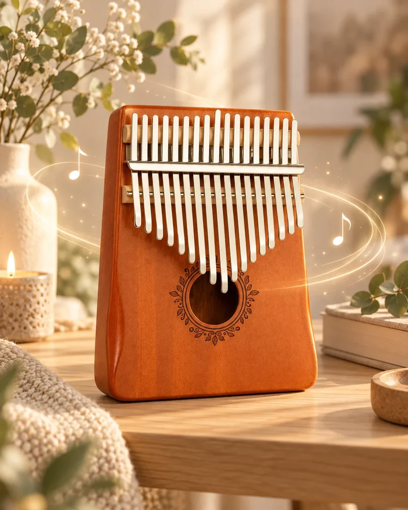 Kalimba 17 Tasten Daumenklavier Thumb Piano Fingerklavier Holz mit Zubehör