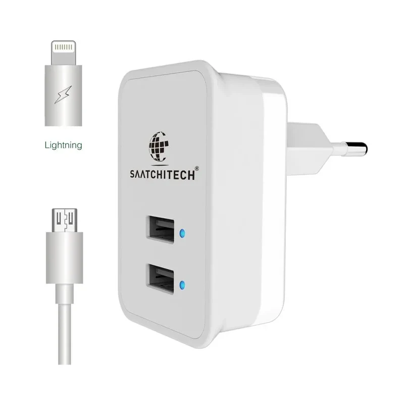 USB Ladegerät 2 Port 5V 2,1A Netzteil mit Micro USB Kabel Universal 100-240V