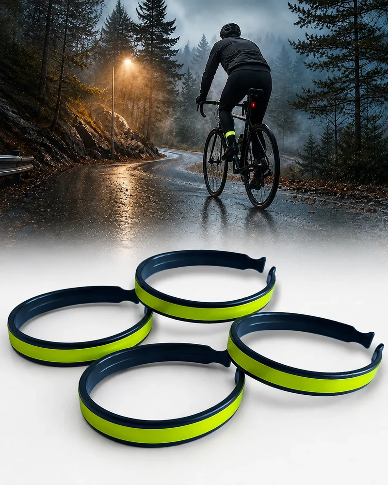1- 4 Stück Hosenklammern Fahrrad Hosen Hosenspangen Hosenklammer Klammer Spangen Reflektorband Reflexband Reflektierendes Band Joggen Fahrrad