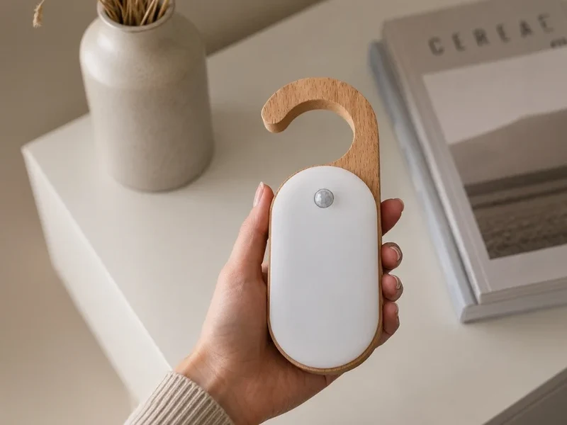 LED Nachtlicht Bewegungsmelder Schranklicht USB-C Akku Warmweiß Kleiderhaken