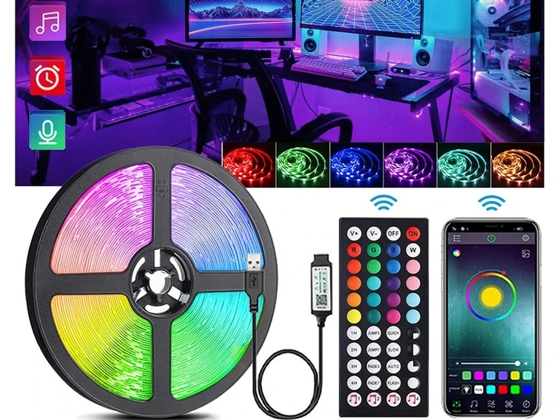 3m LED Strip RGB Bluetooth App Fernbedienung Musikmodus Selbstklebend Lichtband