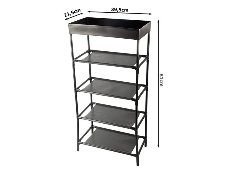 Schuhregal 5 Ablagen Schwarz Schuhständer Schuhablage Regal Organizer 81cm