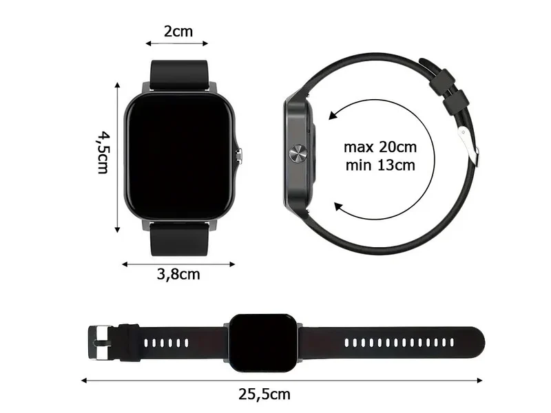 Smartwatch Herren Damen Bluetooth Telefonieren Sportuhr Fitness Tracker Schwarz