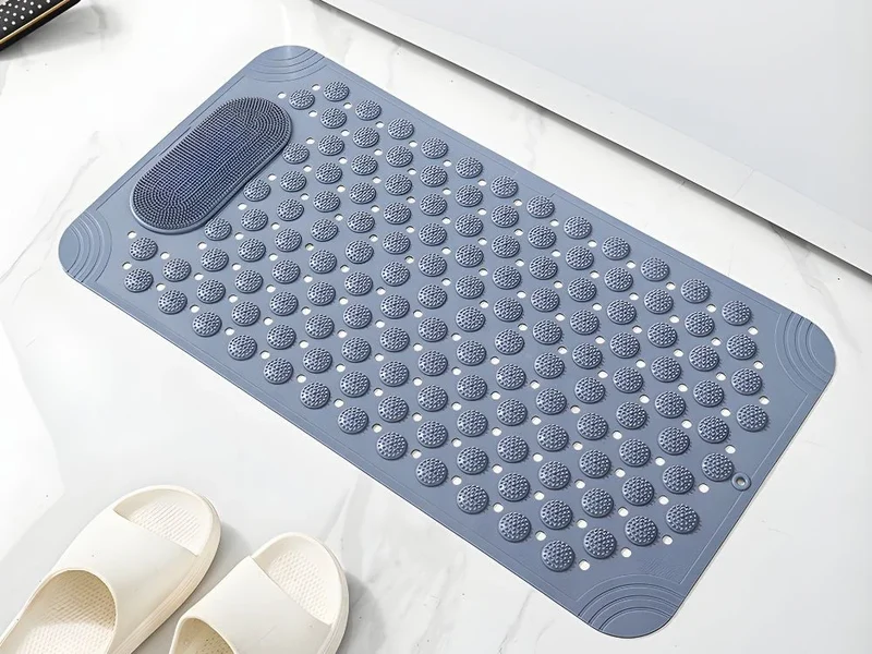 Duschmatte Antirutsch 69x35,5cm Grau Badewannenmatte Saugnäpfe Massage PVC