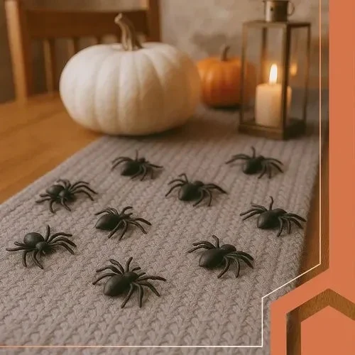 10x Halloween Spinnen Deko Schwarz 3cm Kunststoff Gruseldeko Horror Party