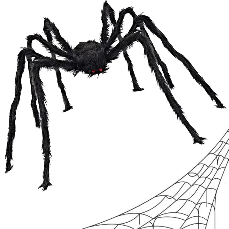 Halloween Spinne XXL 50cm Schwarz Haarig Bewegliche Beine Gruseldeko Horror Deko