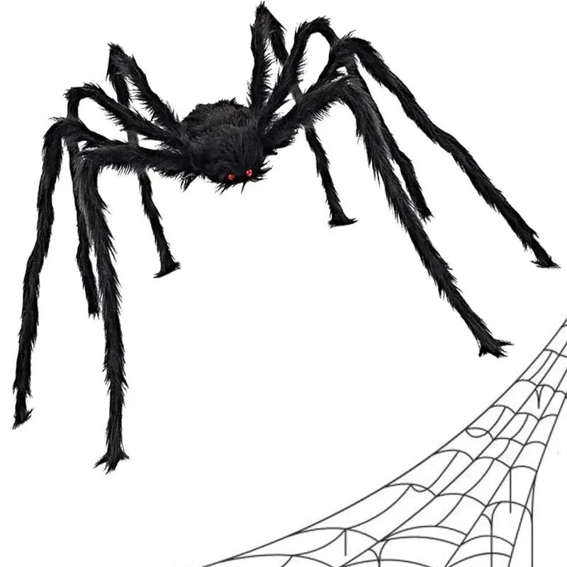Halloween Spinne XXL 50cm Schwarz Haarig Bewegliche Beine Gruseldeko Horror Deko