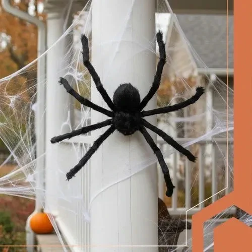 Halloween Spinne XXL 50cm Schwarz Haarig Bewegliche Beine Gruseldeko Horror Deko