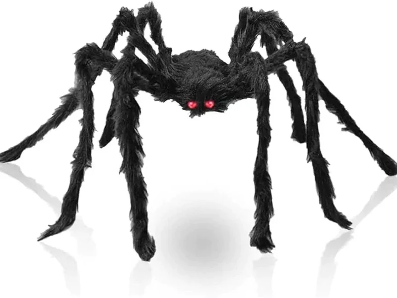 Halloween Spinne XXL 50cm Schwarz Haarig Bewegliche Beine Gruseldeko Horror Deko
