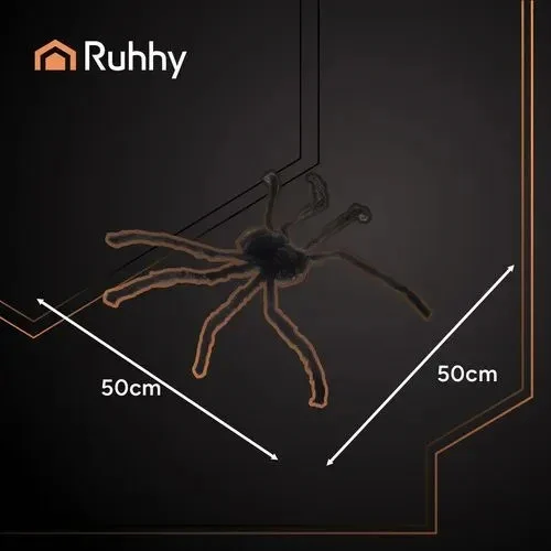 Halloween Spinne XXL 50cm Schwarz Haarig Bewegliche Beine Gruseldeko Horror Deko