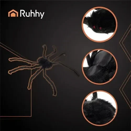 Halloween Spinne XXL 50cm Schwarz Haarig Bewegliche Beine Gruseldeko Horror Deko
