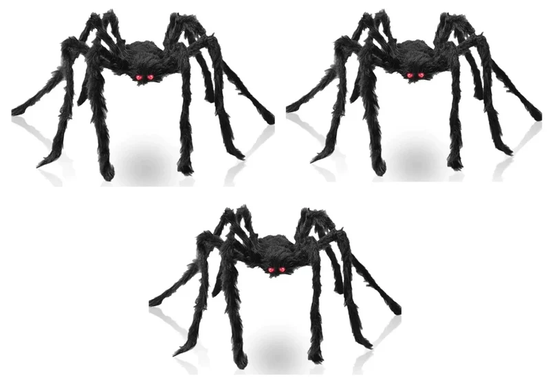 Halloween Spinne XXL 50cm Schwarz Haarig Bewegliche Beine Gruseldeko Horror Deko