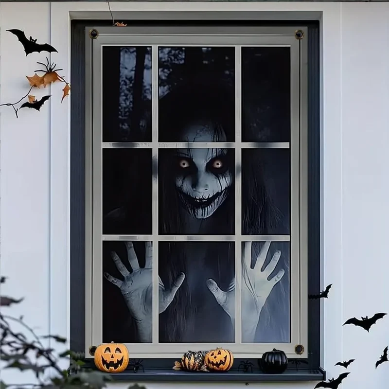 Halloween Fensterdeko 80x120cm Horror Fensterbild Gruseldeko Türdeko Party Deko