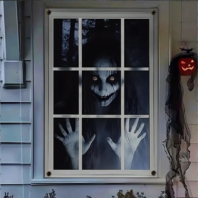 Halloween Fensterdeko 80x120cm Horror Fensterbild Gruseldeko Türdeko Party Deko