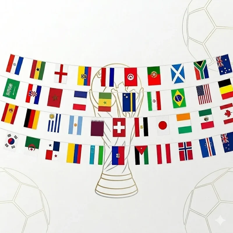 Fahnengirlande Länderflaggen Girlande 13m 48 Nationen WM EM Party Deko
