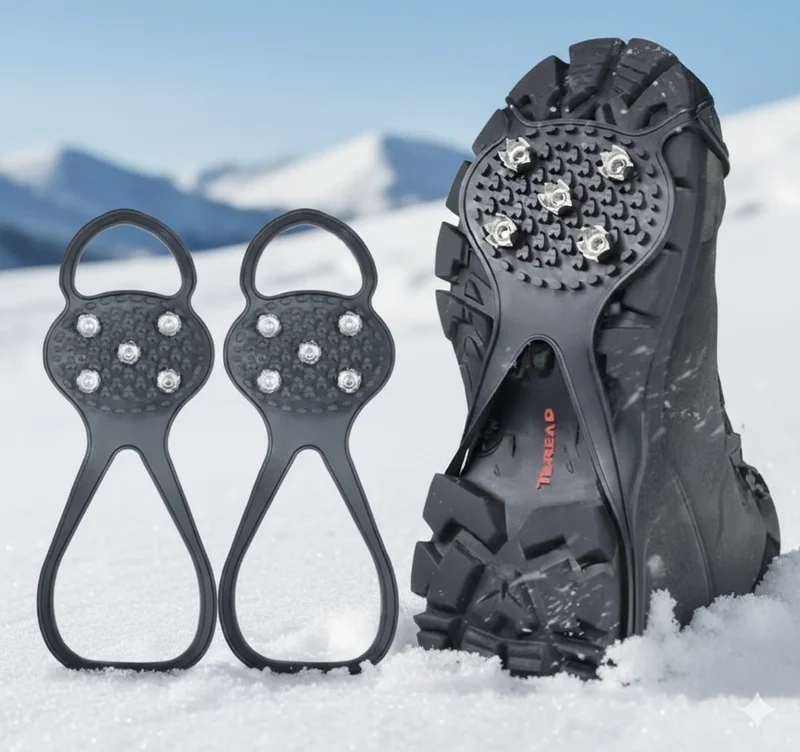 Anti-Rutsch Schuhüberzüge mit 5 Stahlzähnen – Winter Eiskrallen Größe 35–40