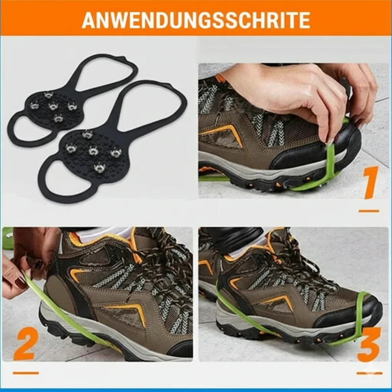 Anti-Rutsch Schuhüberzüge mit 5 Stahlzähnen – Winter Eiskrallen Größe 35–40
