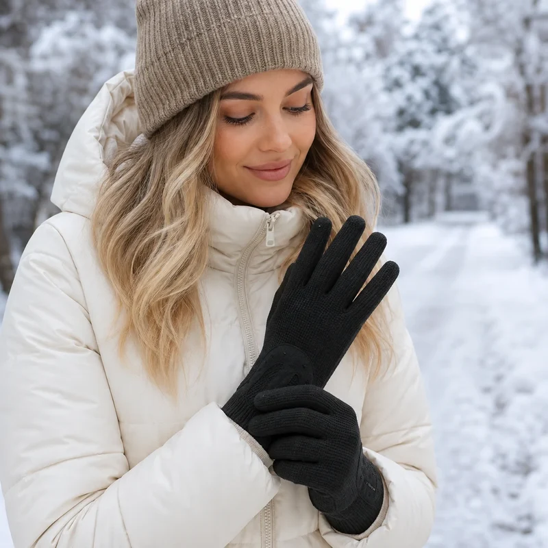 Damen Handschuhe Größe L Freizeit Alltag 100% Polyester Bequem Leicht