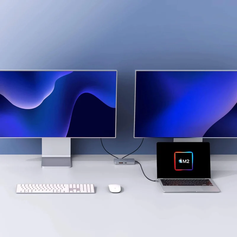 HyperDrive Dual 4K HDMI 10-in-1 USB-C Hub For M1/M2/M3 MacBooks - Silver