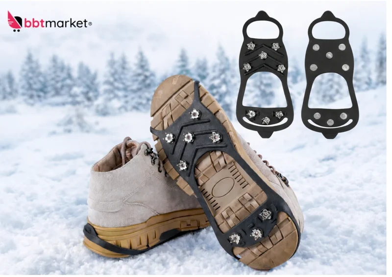 Rutschfeste Schuhüberzüge Spikes 8 Edelstahlzähne Winter Größe L 40-46