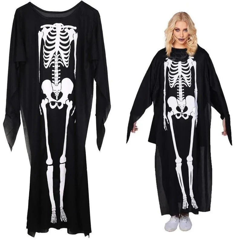 Skelett Kostüm Damen & Kinder Halloween Jumpsuit Cosplay Karneval Verkleidung