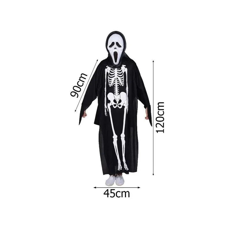 Skelett Kostüm Damen & Kinder Halloween Jumpsuit Cosplay Karneval Verkleidung