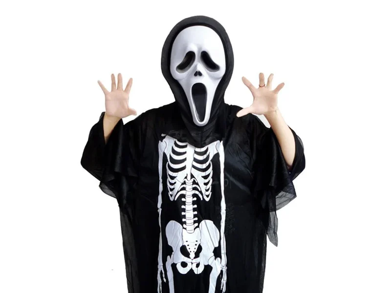 Skelett Kostüm Halloween Schwarz Langarm Verkleidung Karneval Universal