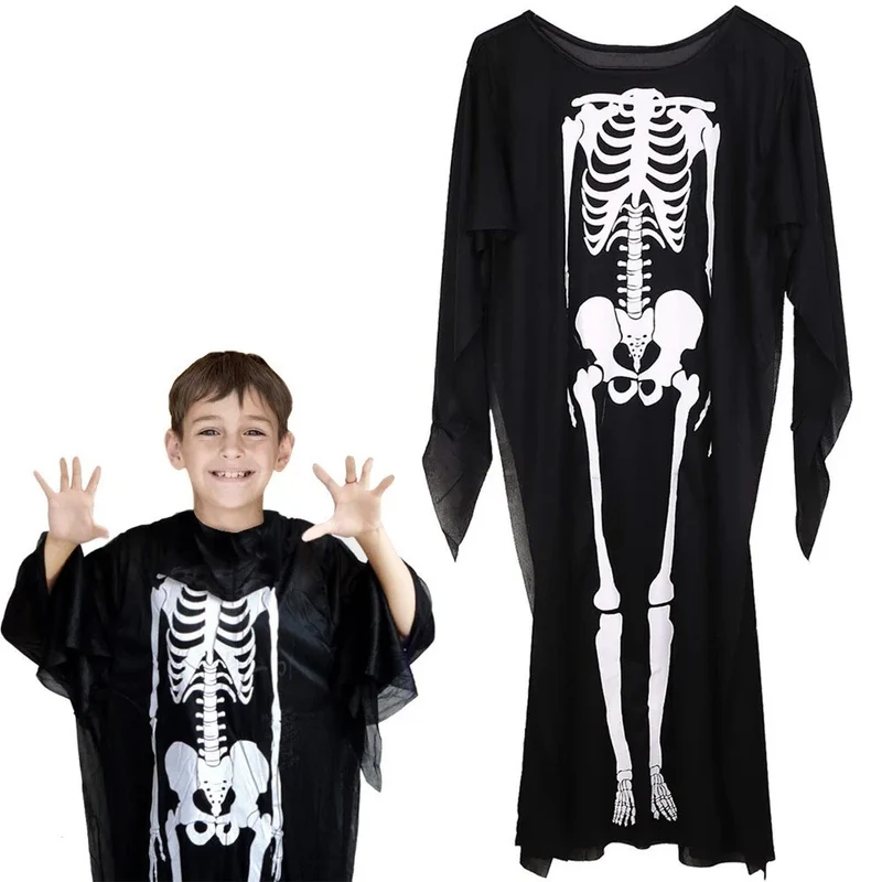 Skelett Kostüm Halloween Schwarz Langarm Verkleidung Karneval Universal