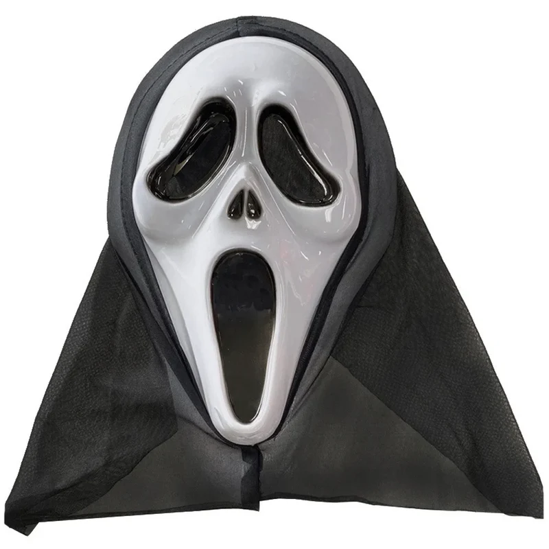 Horror Maske Halloween Gruselmaske Schwarz Weiß 35cm Party Verkleidung