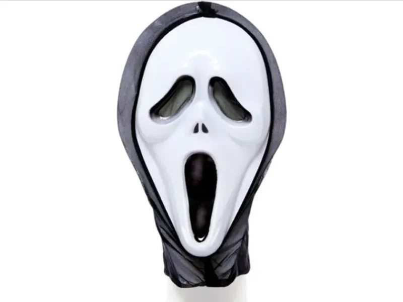 Horror Maske Halloween Gruselmaske Schwarz Weiß 35cm Party Verkleidung