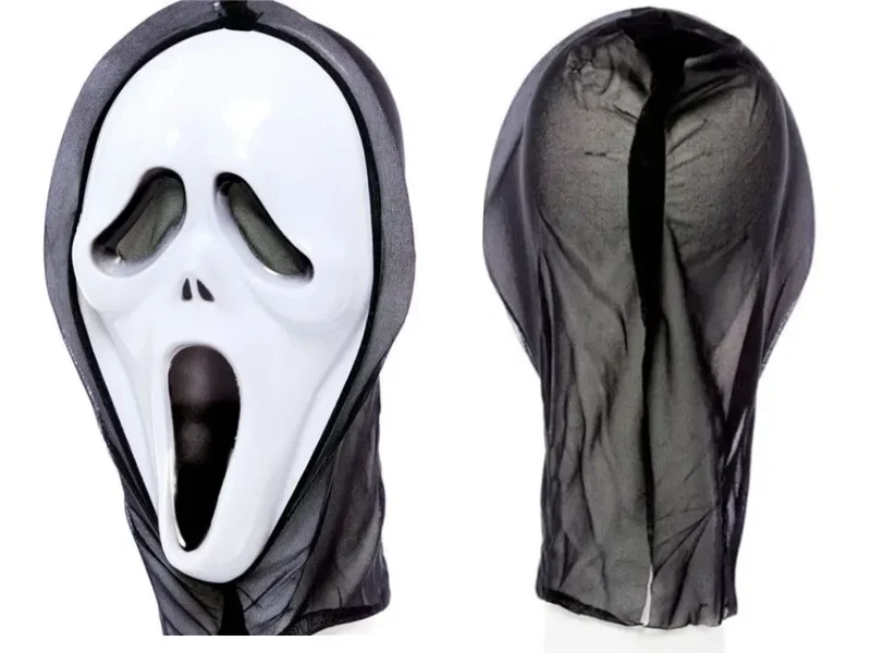 Horror Maske Halloween Gruselmaske Schwarz Weiß 35cm Party Verkleidung