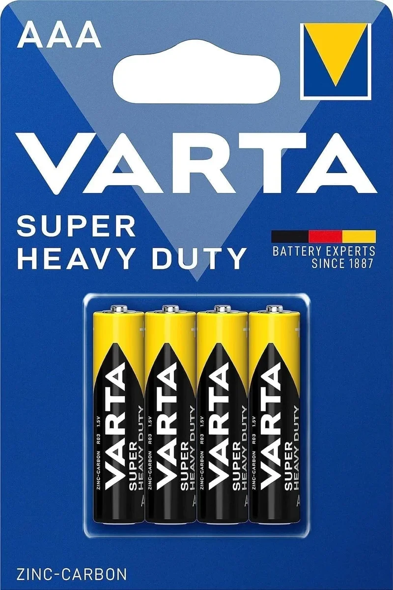 VARTA AAA Batterien R03 1,5V Micro Zink-Kohle 800mAh für Uhren Fernbedienung