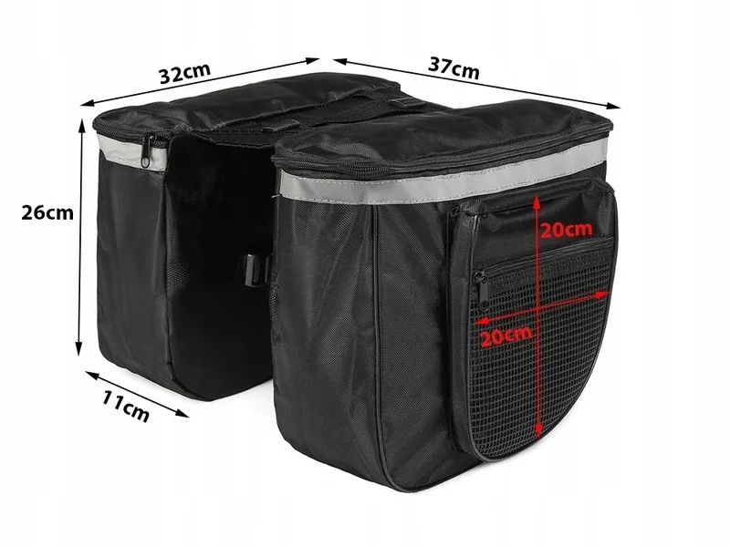 Fahrradtasche Gepäckträger 28L Doppelpacktasche 2 Fächer Reflektierend Schwarz
